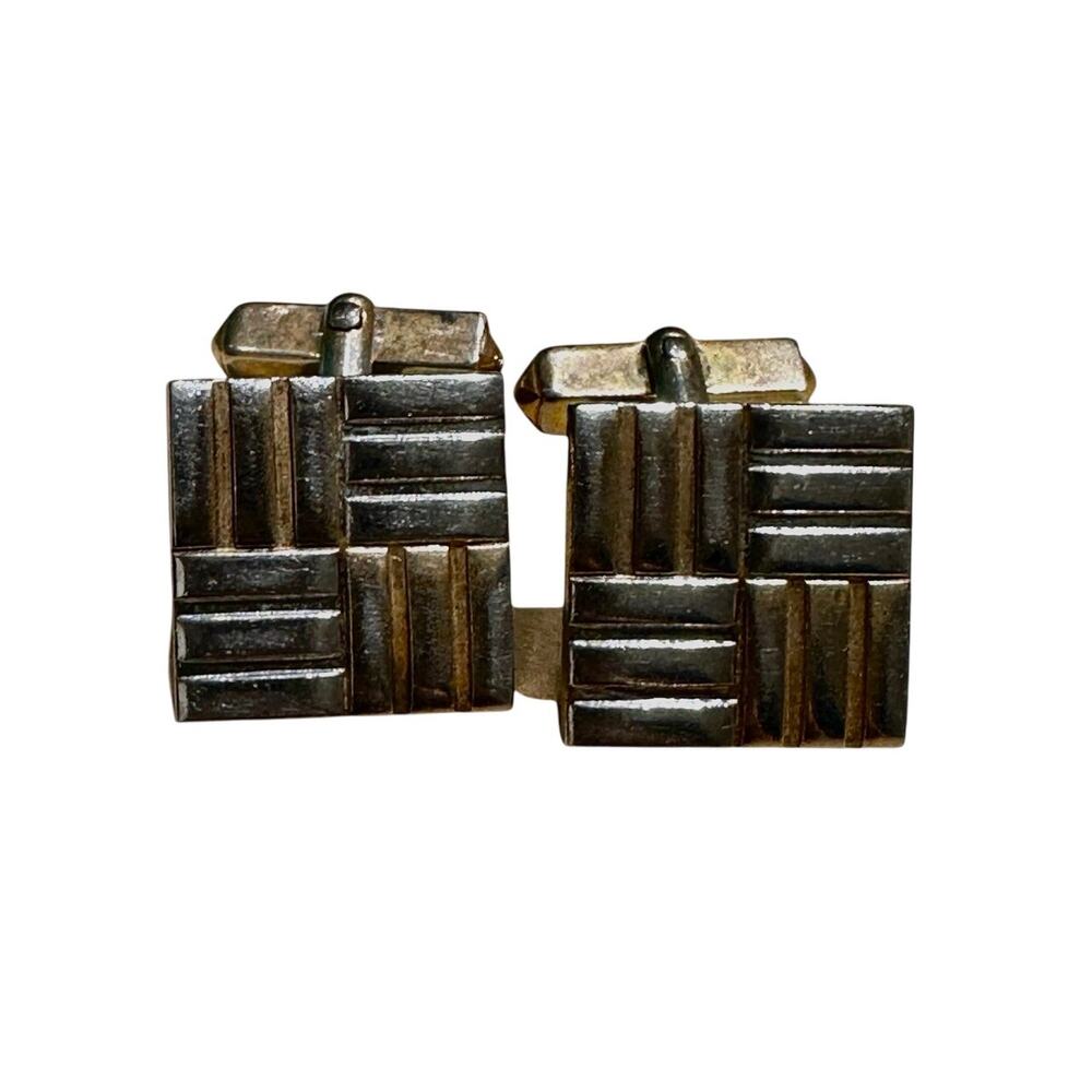 Vintage Swank Gold and Silver Square Cuff Links